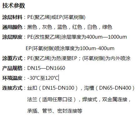 太原外PE内EP涂塑钢管技术参数